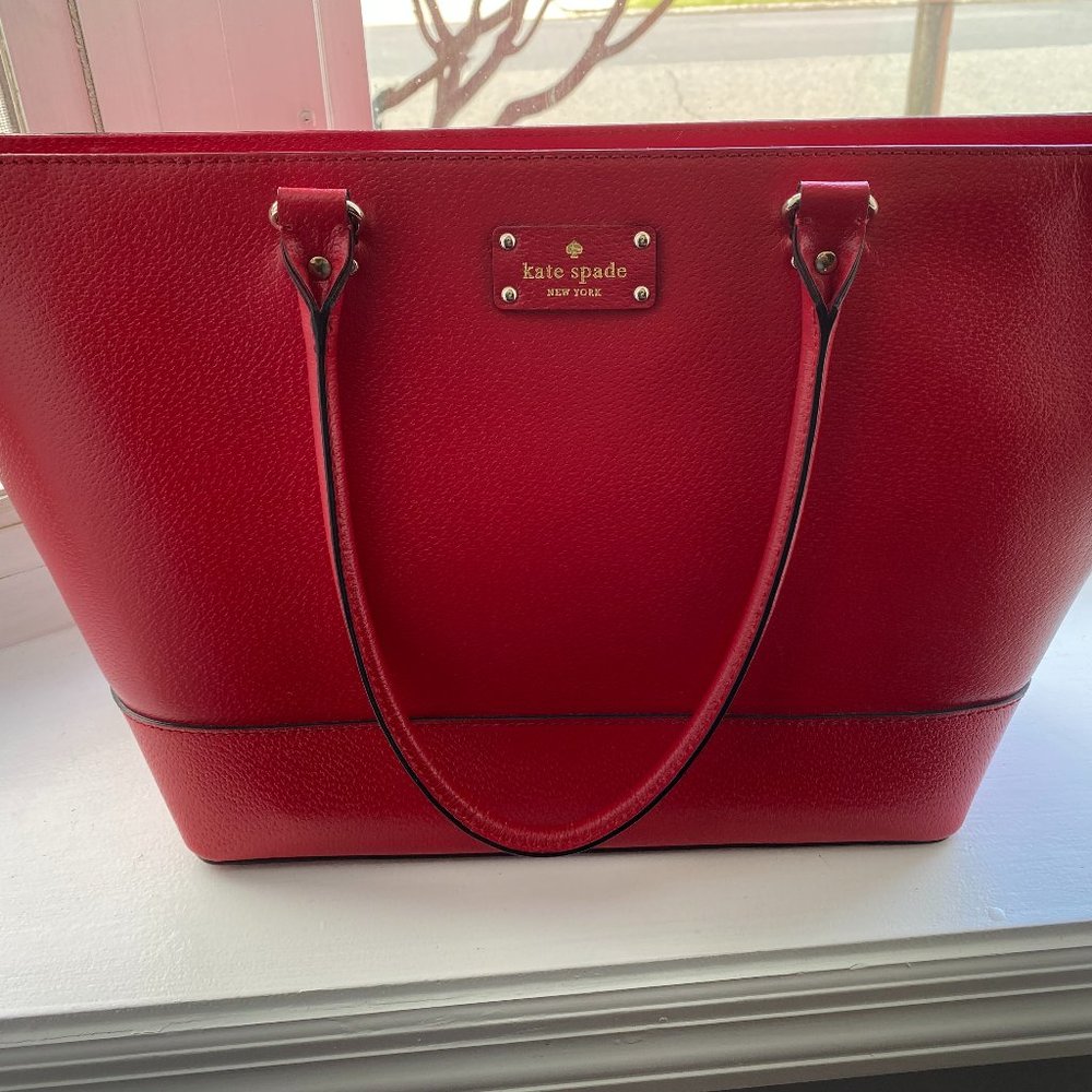 Kate Spade Large Red Leather Tote Bag